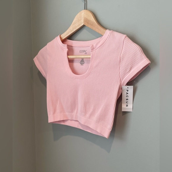 Pacsun Ribbed Notched Crop Top-Size XS‎ New with Tags - Picture 5 of 9